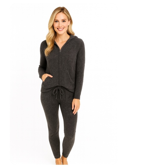 BAREFOOT DREAMS CozyChic Lite Full Zip Hoodie & Joggers Set Grey Size Small - Picture 1 of 15